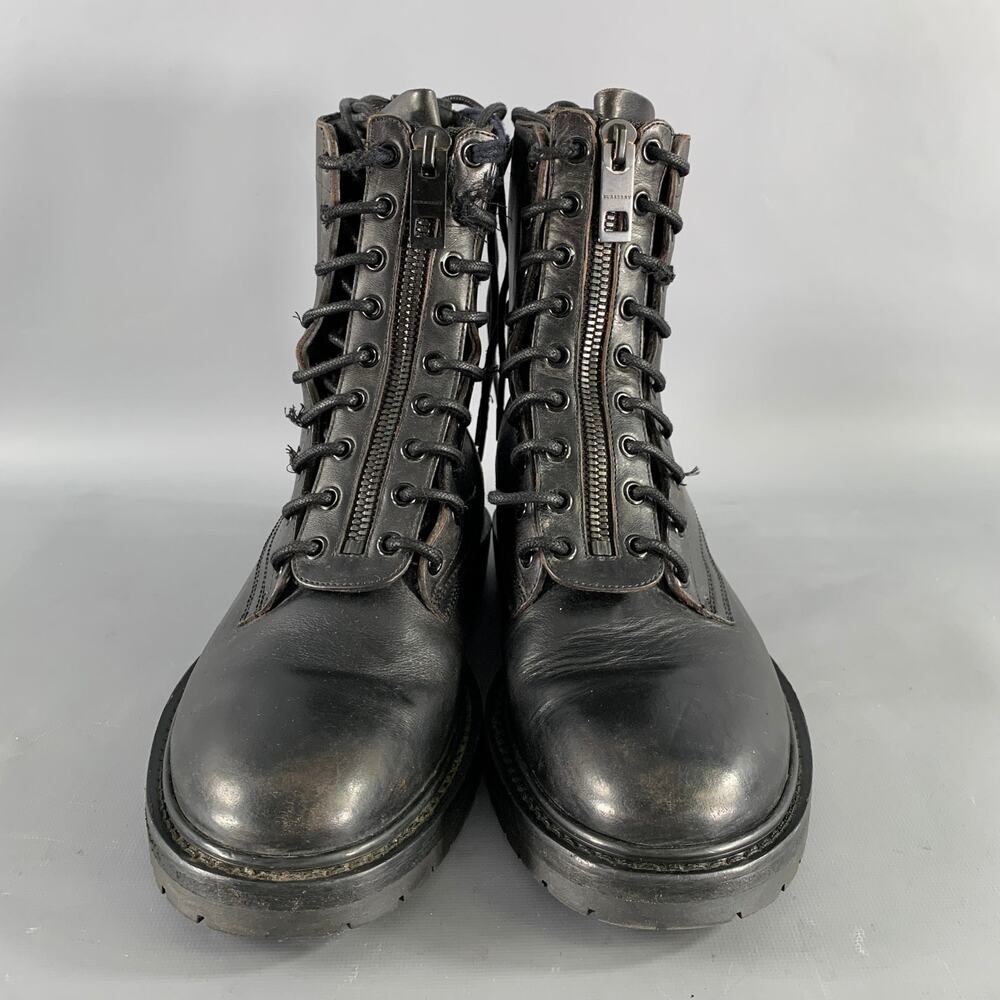 BURBERRY Size 8 Black Leather Lace Up Boots - Picture 4 of 9